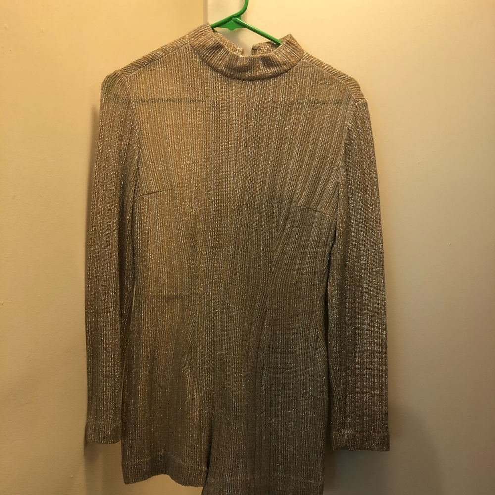 Glitter Long Sleeved Shorts Jumpsuit M